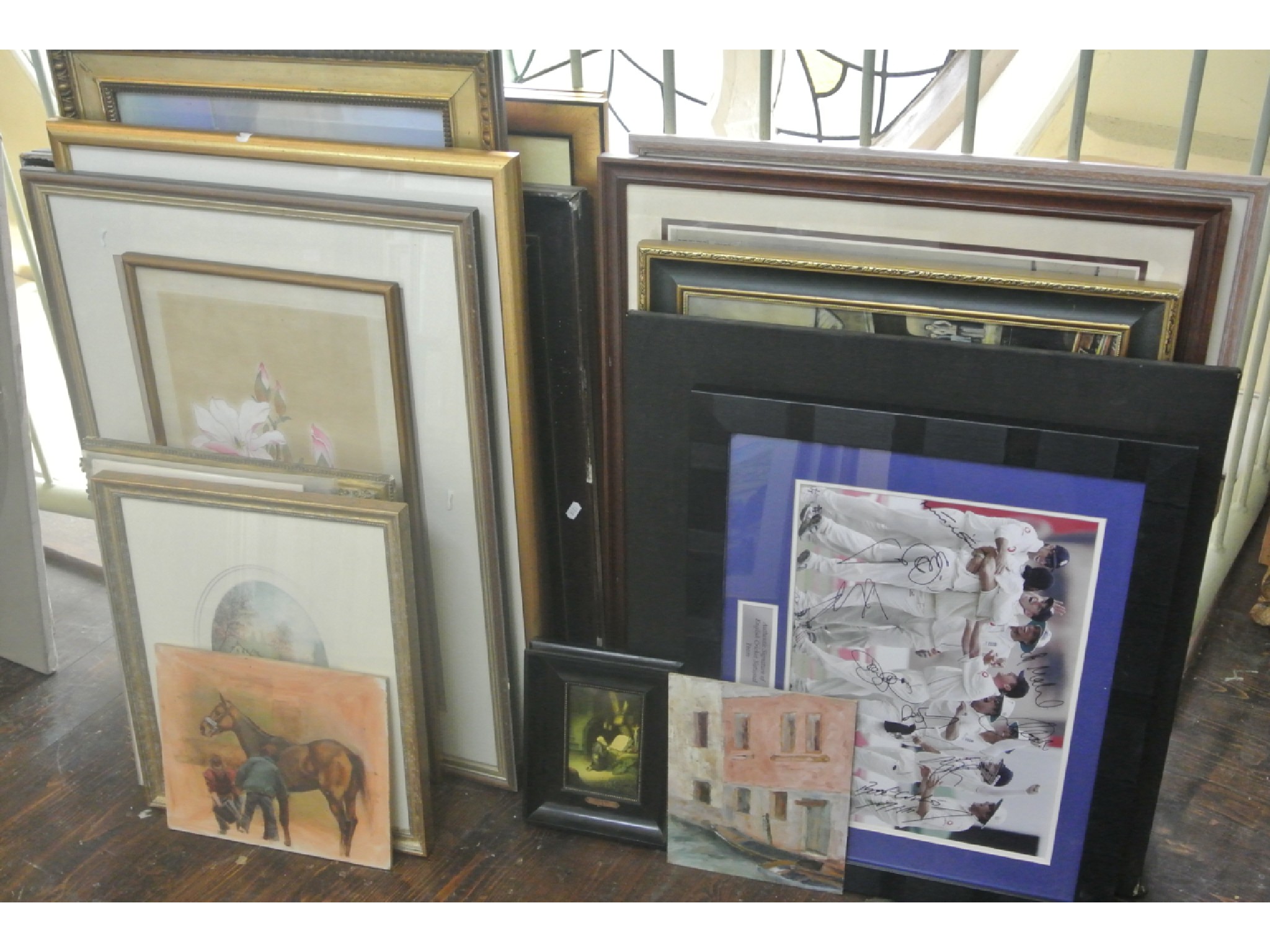 Appraisal: A quantity of pictures and prints including a painting on