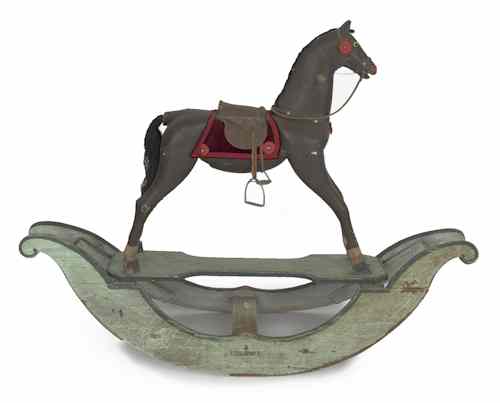 Appraisal: Carved and painted hobby horse th c h w