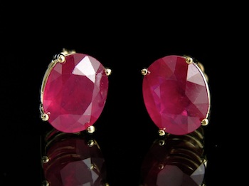 Appraisal: A Pair of Carat Ruby Stud Earrings k yellow gold