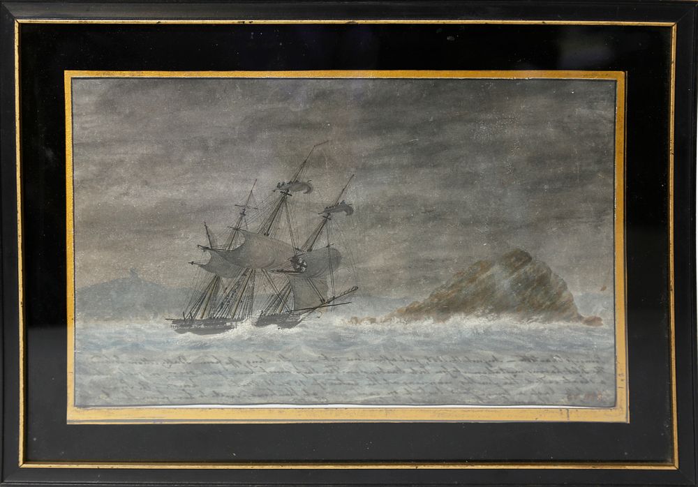 Appraisal: Fine Watercolor View of the Ship Princess Charlotte in High