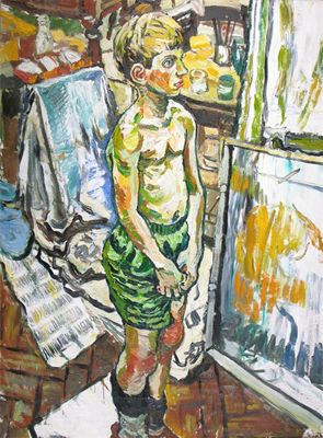 Appraisal: John Bratby - The Artist's son David in the studio