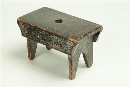 Appraisal: DECORATED FOOTSTOOL American th century softwood Very small size with