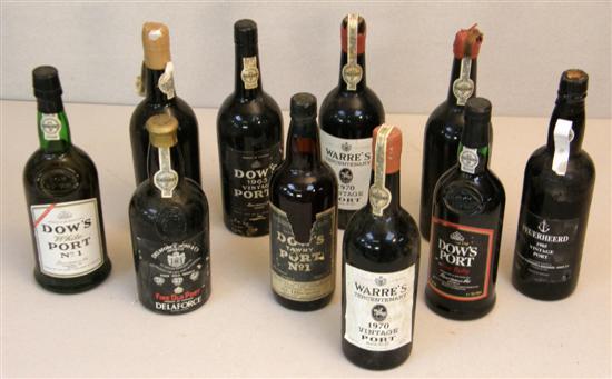 Appraisal: Ten bottles of vintage port Warre's Dows white port No