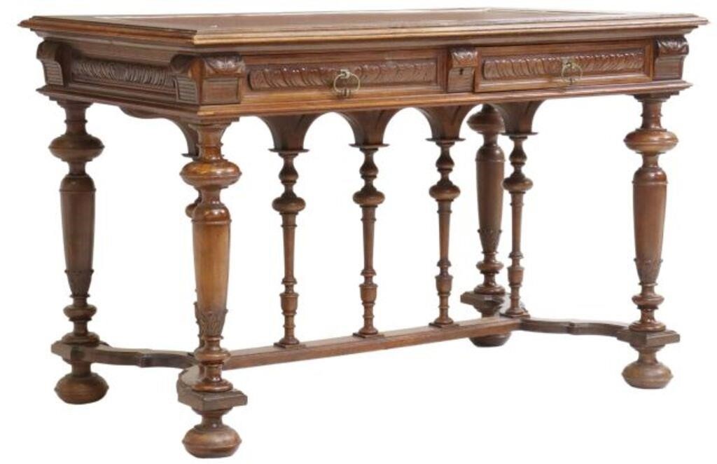 Appraisal: French Henri II style walnut writing table late th c