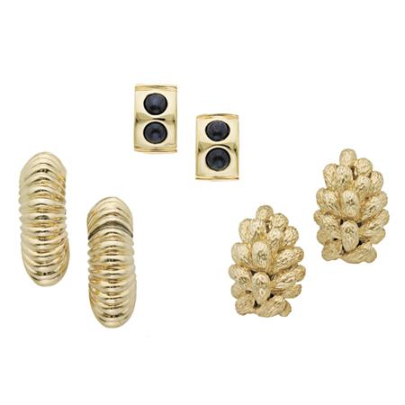 Appraisal: Three Pairs of Gold Earclips Estimate -