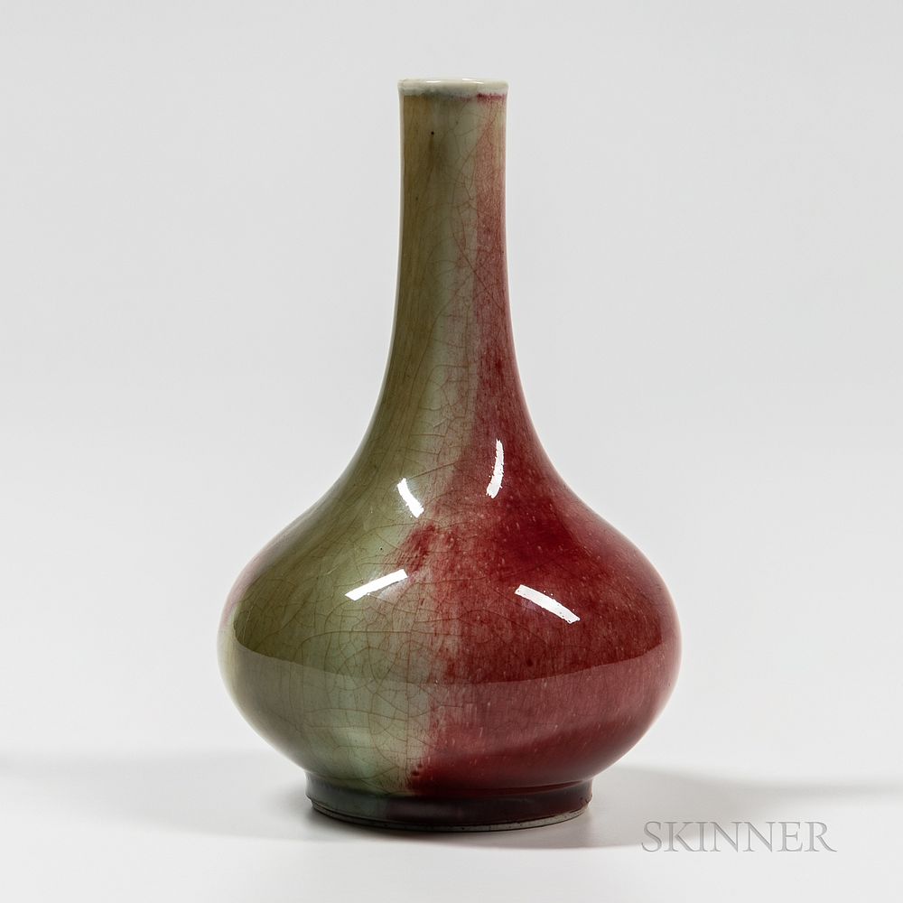 Appraisal: Flambe-glazed Bottle Vase Flambe-glazed Bottle Vase China th century compressed