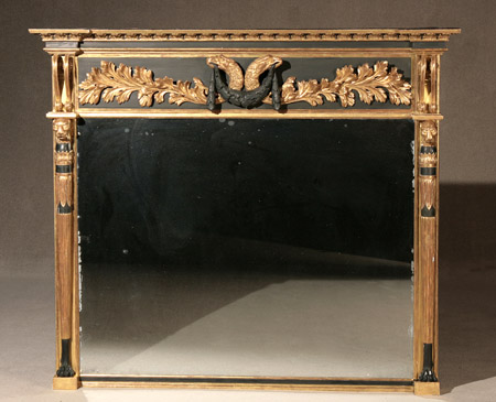 Appraisal: Regency Parcel Ebonized Giltwood Overmantel Mirror th Century Having a