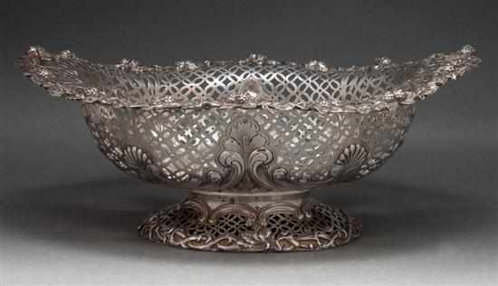 Appraisal: French reticulated repousse silver basket Paris early th century maker