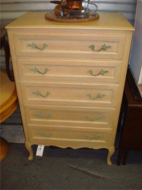 Appraisal: Louis XV Style Drawer Chest With a bleached finish From