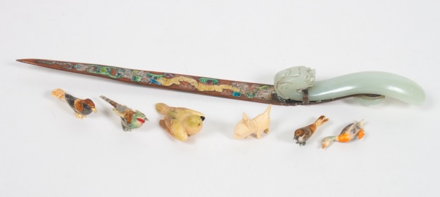 Appraisal: Chinese letter opener and six ivory animals letter opener made