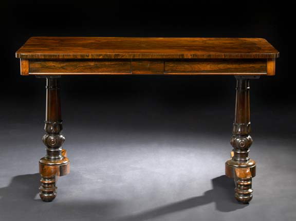 Appraisal: William IV Rosewood Library Table mid- th century the highly