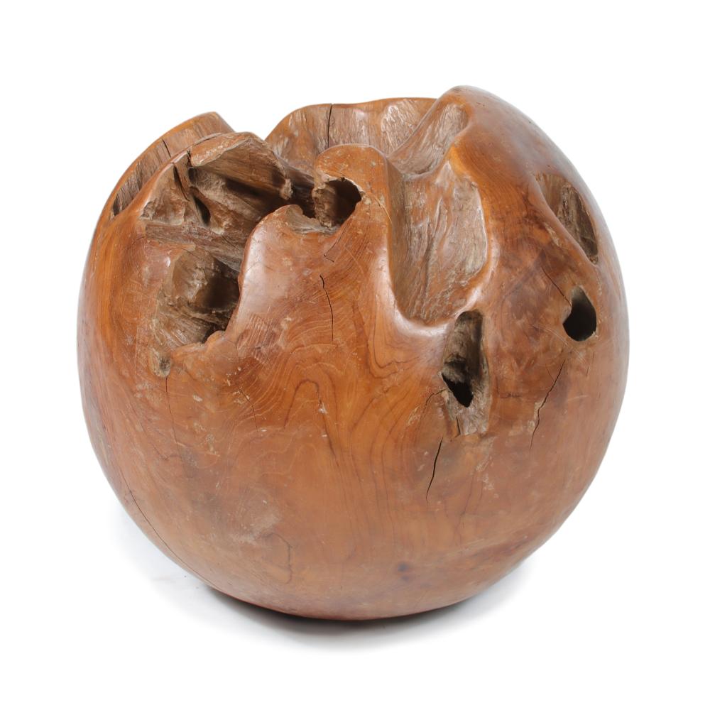 Appraisal: LARGE ORGANIC CARVED TEAK WOOD ROOT BALL SCULPTURE H X