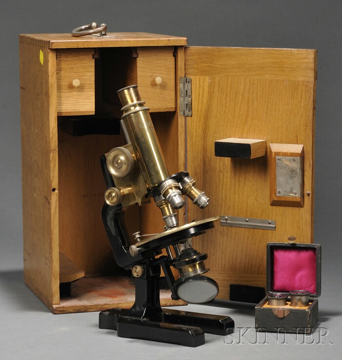 Appraisal: Black-painted and Lacquered Brass Compound Monocular Microscope Ed Messter Berlin