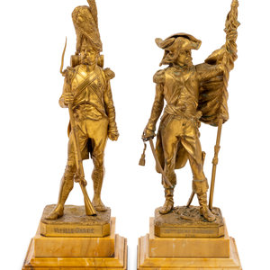 Appraisal: A Pair of French Gilt Bronze Military Figures after Armand