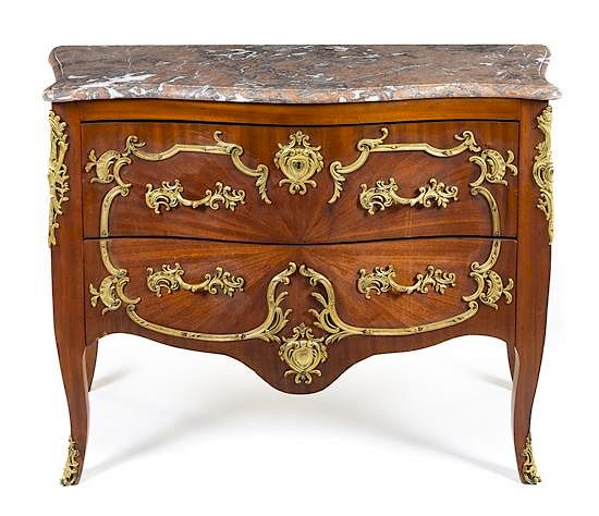 Appraisal: A Louis XV Style Gilt Metal Mounted Commode Height x