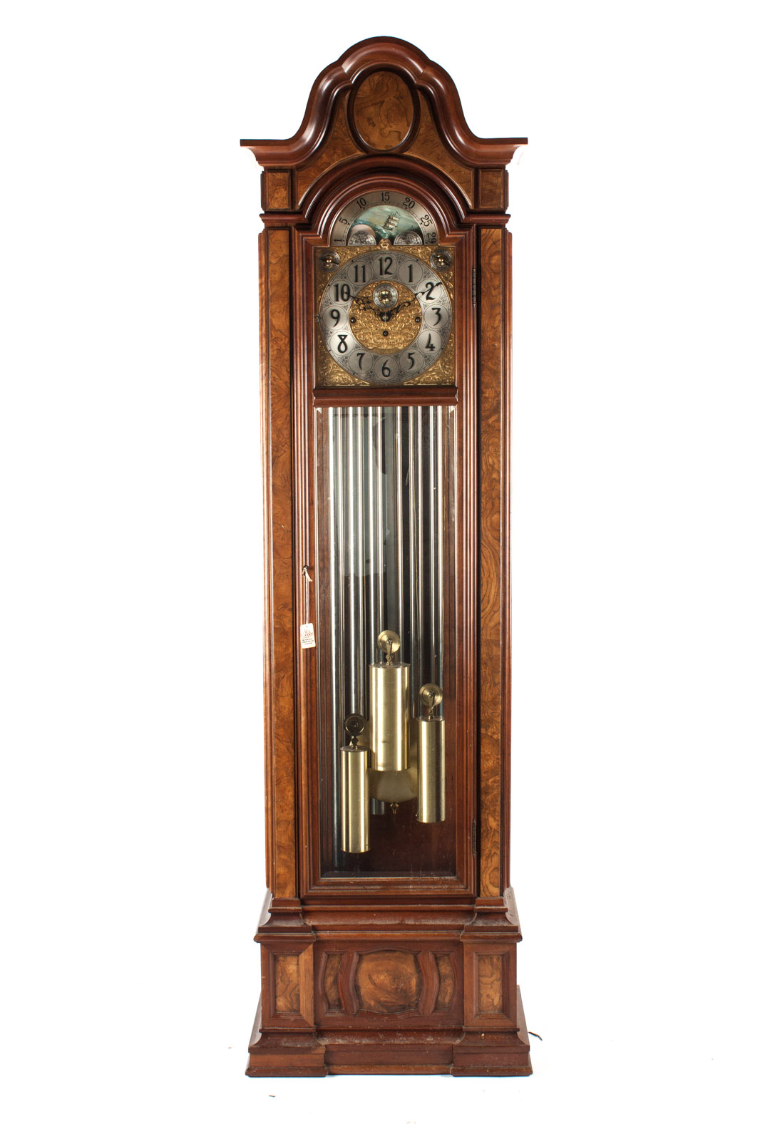 Appraisal: Herschede walnut tall-case clock walnut burl walnut and beveled glass