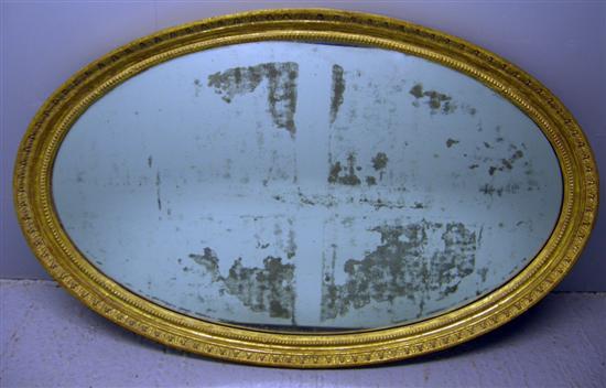 Appraisal: Regency carved wood and gesso oval mirror h w in