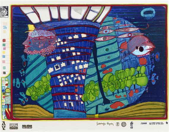 Appraisal: HUNDERTWASSER FRIEDENSREICH Vienna - Cruise liner Queen Elizabeth II Flucht