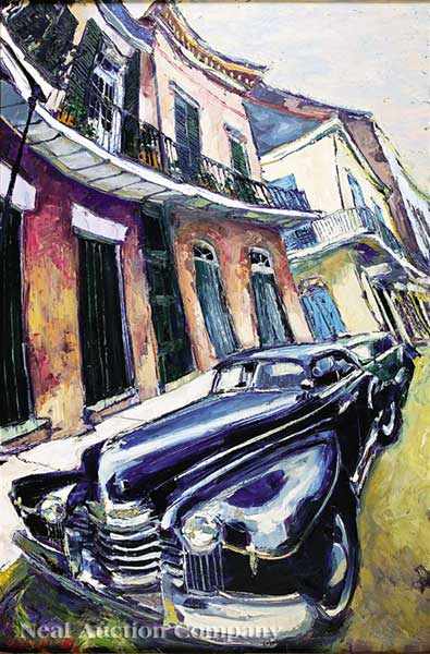 Appraisal: James Michalopoulos American New Orleans b French Quarter Street Scene