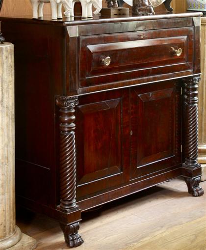 Appraisal: Classical mahogany secretary chest of drawers th century