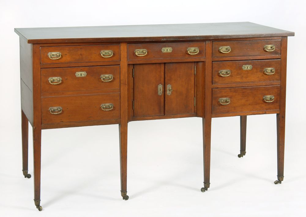 Appraisal: HEPPLEWHITE-STYLE SIDEBOARD Mid-Atlantic States Early th CenturyIn mahogany with bowed