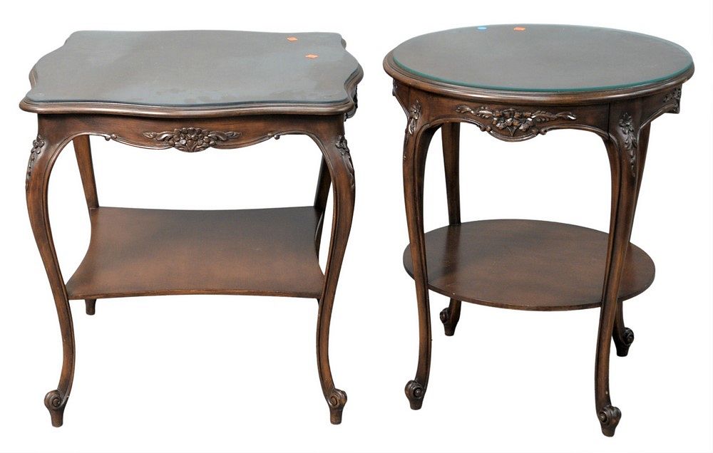 Appraisal: Three Louis XV Style Side Tables one having a round