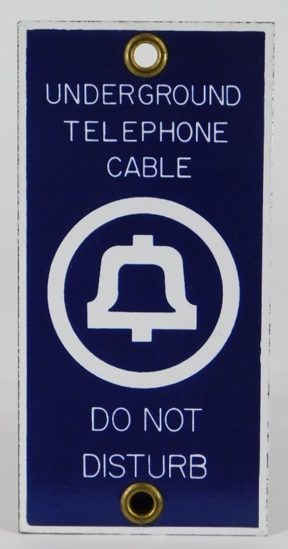 Appraisal: BELL SYSTEM UNDERGROUND TELEPHONE PORCELAIN SIGN United States th CenturyDecorated