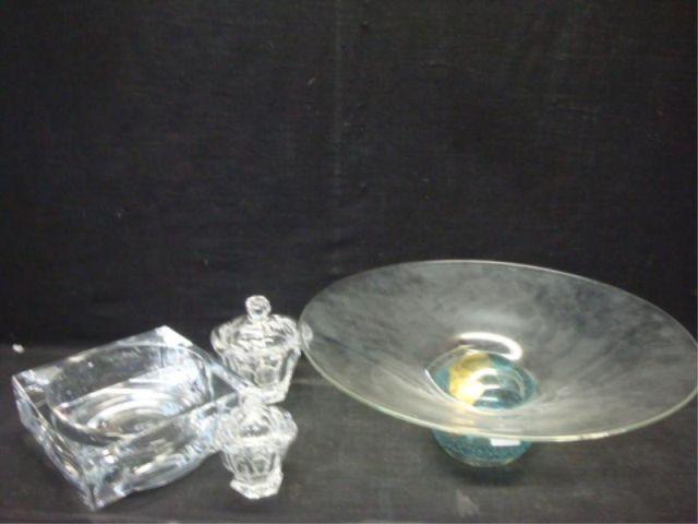 Appraisal: Lot of Art Glass Pieces Baccarat lidded bowls with spoon