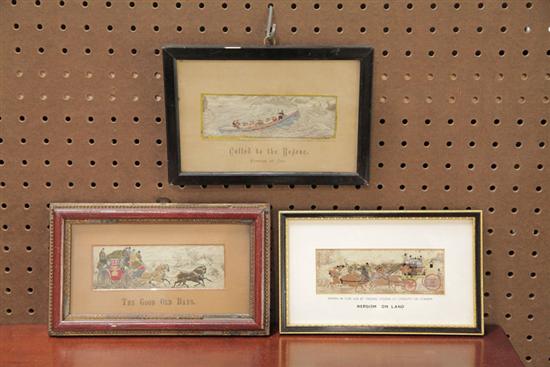 Appraisal: THREE FRAMED STEVENGRAPHS ''Called to the Rescue Heroism at Sea''