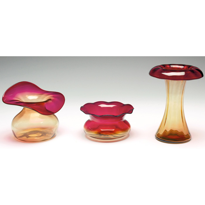 Appraisal: Amberina vase h with an Amberina vase w x h