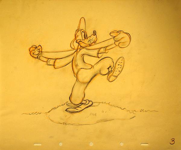 Appraisal: Seventeen Walt Disney sequential drawings from How to Play Baseball