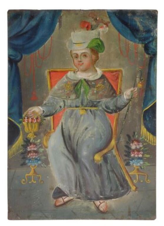 Appraisal: Unframed oil on tin retablo Santo Nino de Atocha The