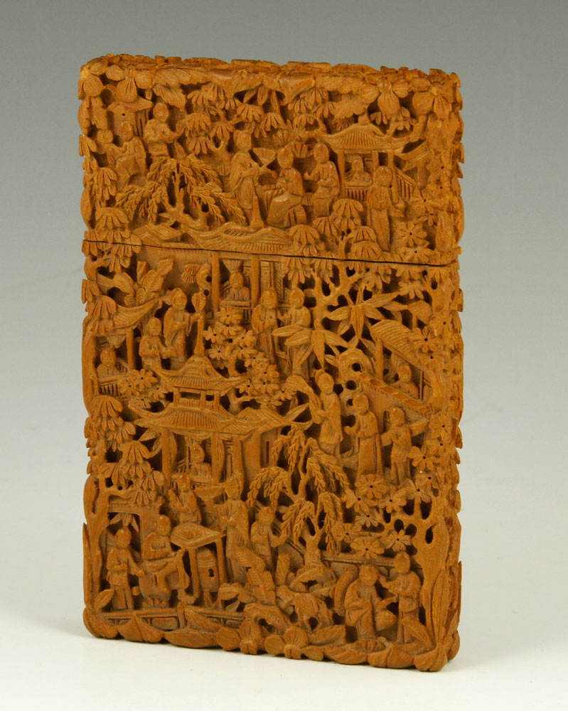 Appraisal: - Qing Carved Sandalwood Card Case Rare carved sandalwood card