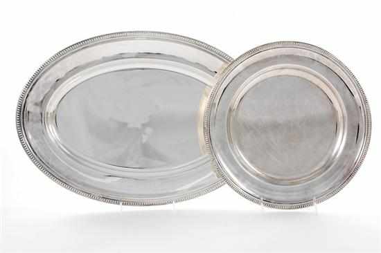 Appraisal: Christofle silverplate Perles pattern trays oval L '' W ''