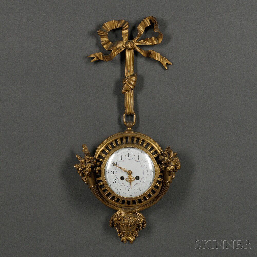 Appraisal: Charles Hour Neoclassical Gilt-bronze Wall Clock France early th century