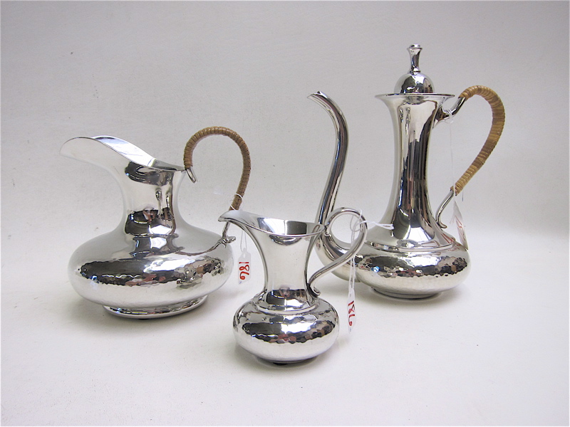 Appraisal: PORTER BLANCHARD HAND MADE PEWTER HOLLOWWARE three pieces all marked