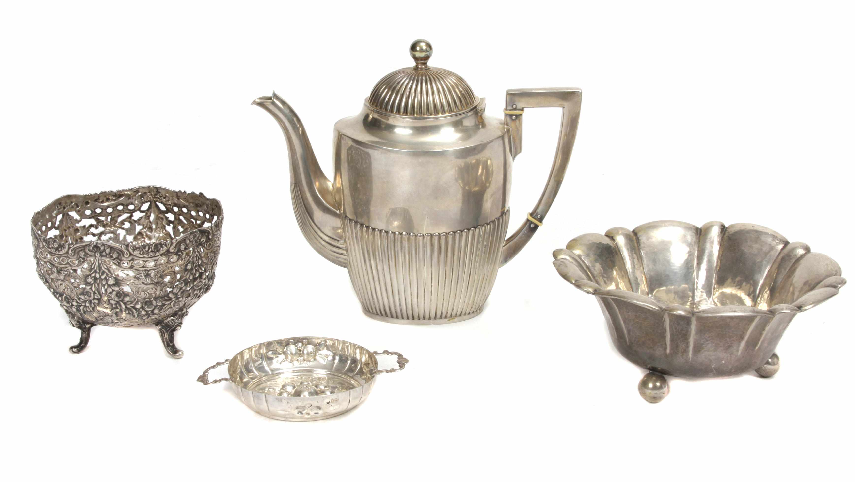 Appraisal: A group of Continental silver hollowware th centuryComprising German -