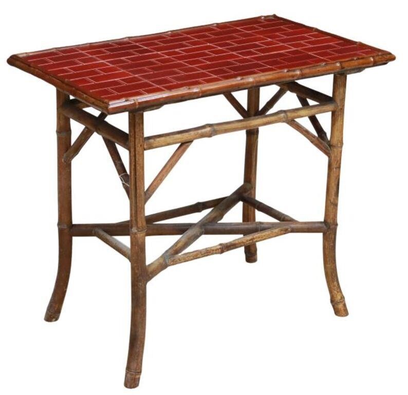 Appraisal: Late Victorian bamboo side table late th c red tiled