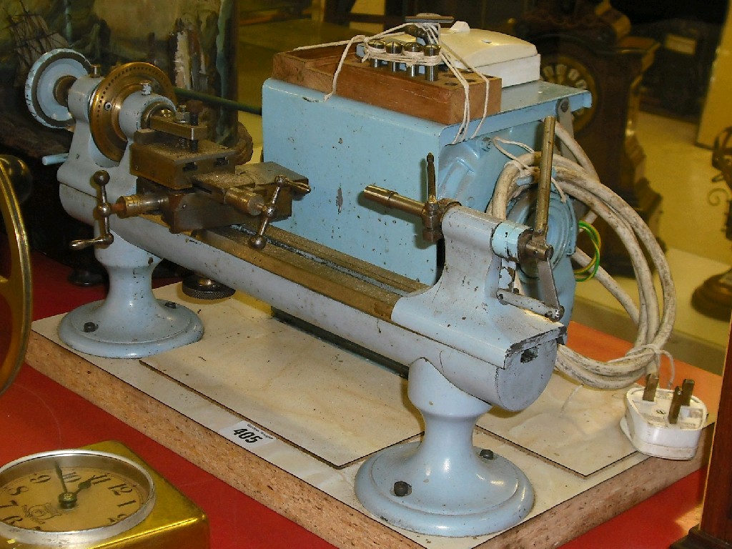 Appraisal: Small watchmaker's lathe and motor long overall