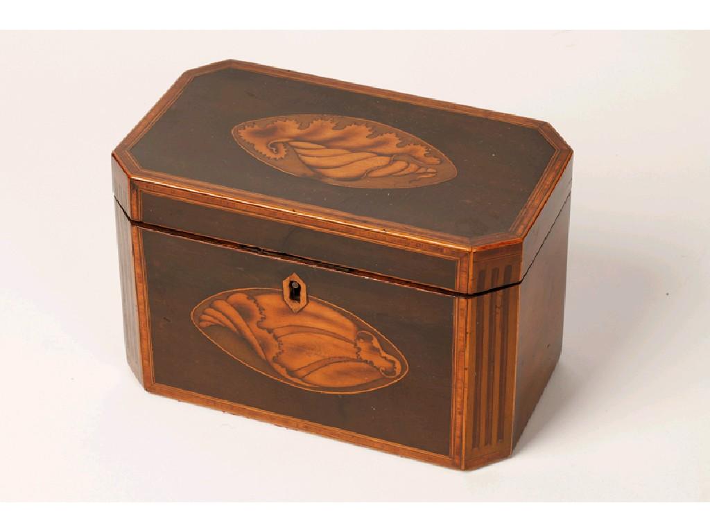 Appraisal: A GEORGE III STYLE TEA CADDY the rectangular top with