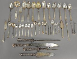 Appraisal: Sterling silver flatware with two large coin silver spoons t