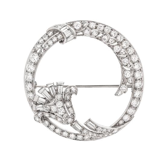 Appraisal: Sale Lot A Platinum and Diamond Circle Brooch in an