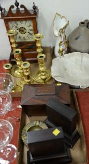 Appraisal: Three box lots to include Federal style mahogany mantle clock