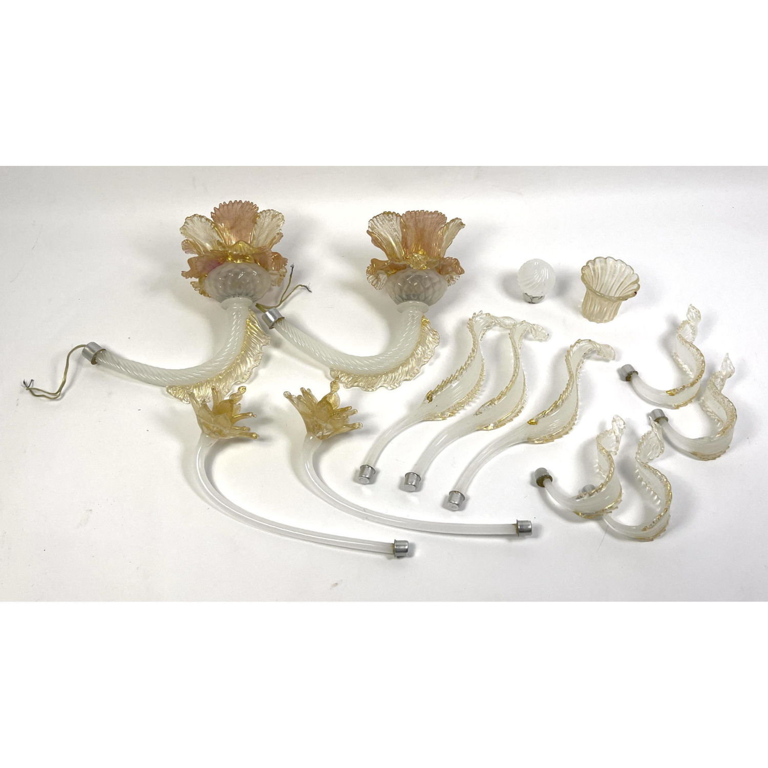 Appraisal: Assorted Murano Venetian Glass Chandelier Parts Multiple arms with floral