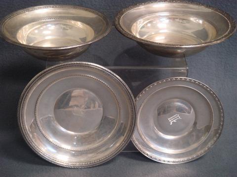 Appraisal: sterling silver plates bowls d to d with monogram TO