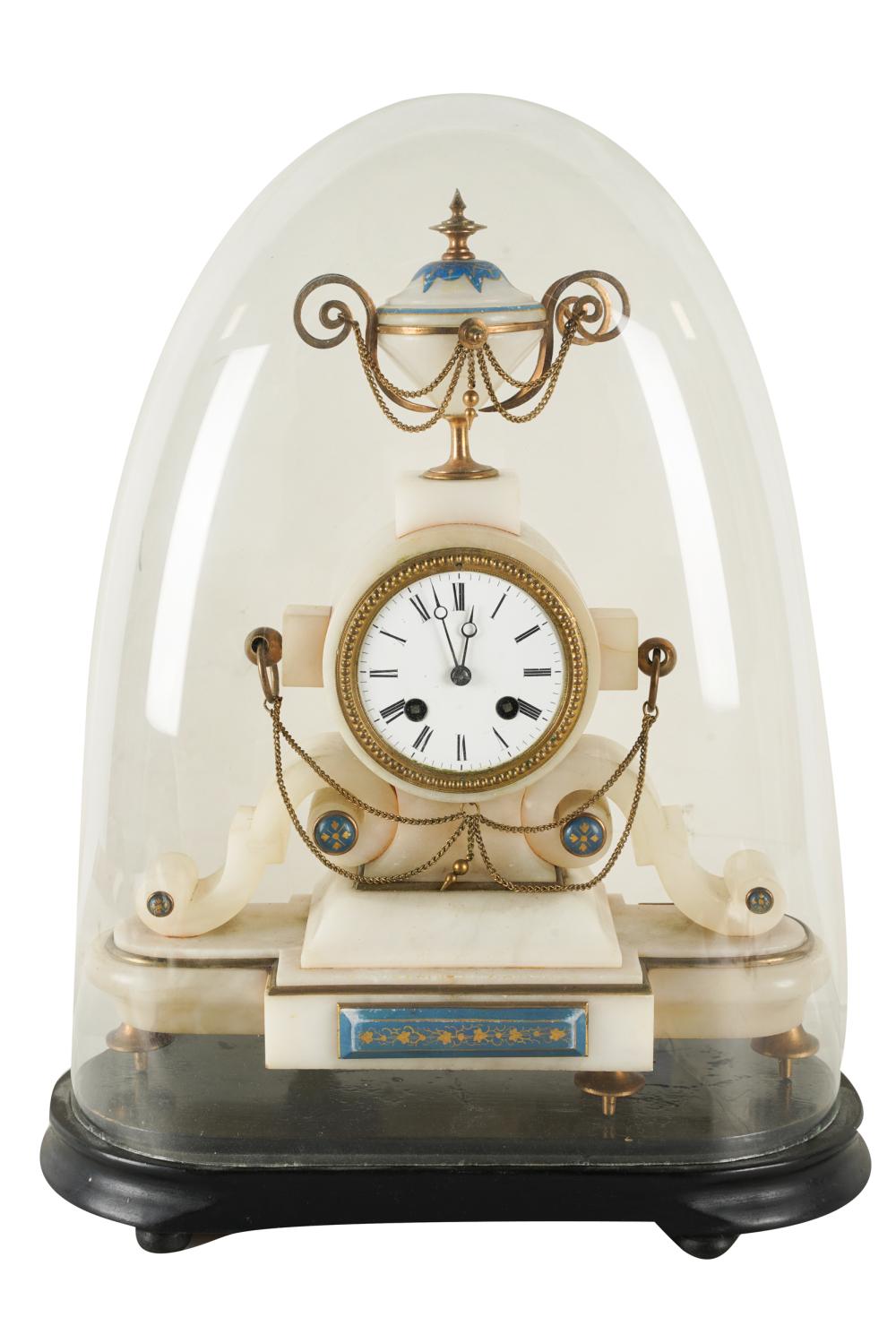 Appraisal: GILT METAL-MOUNTED ALABASTER MANTEL CLOCKthe dial and movement unsigned on