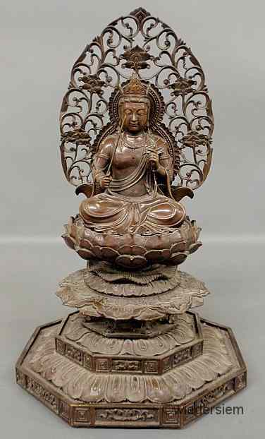 Appraisal: Chinese bronze Buddha seated ion the lotus position probably late