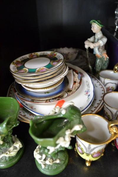 Appraisal: PART SHELF OF ASSORTED CHINA INCL SPODE IMARI HAND PAINTED