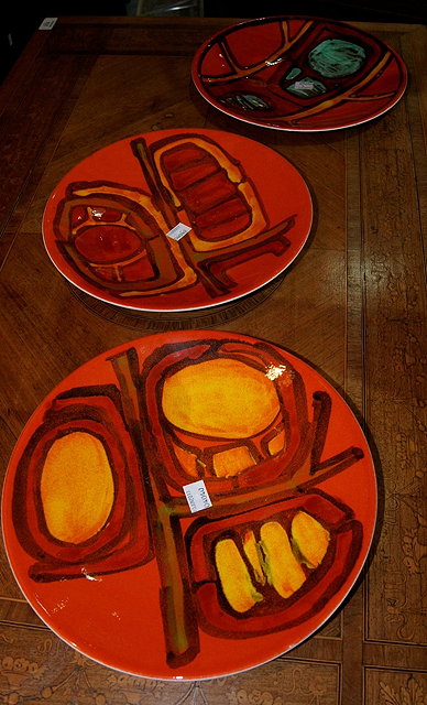 Appraisal: Set of three Poole Pottery Delphis pattern platescirca cm