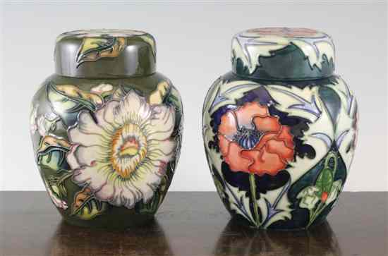 Appraisal: Two Moorcroft small ginger jars and covers the first in